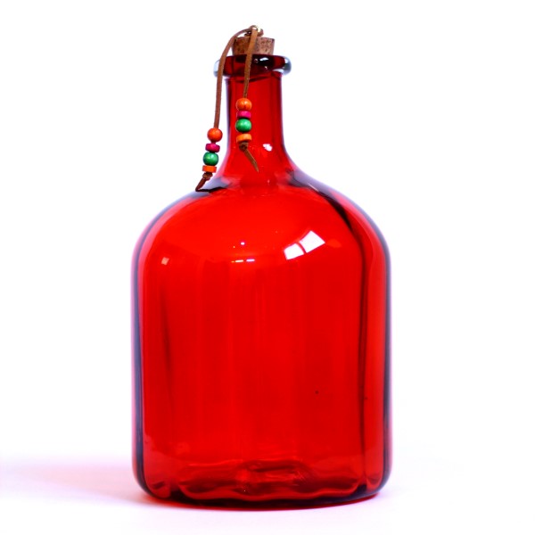 بطری شیشه ای استوانه ای طوقدار موج بزرگ قرمز | دکوکاف