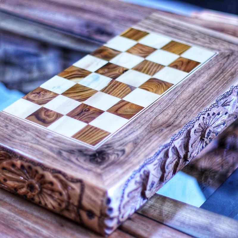 شطرنج و تخته نرد چوب گردو معرق کاری | دکوکاف