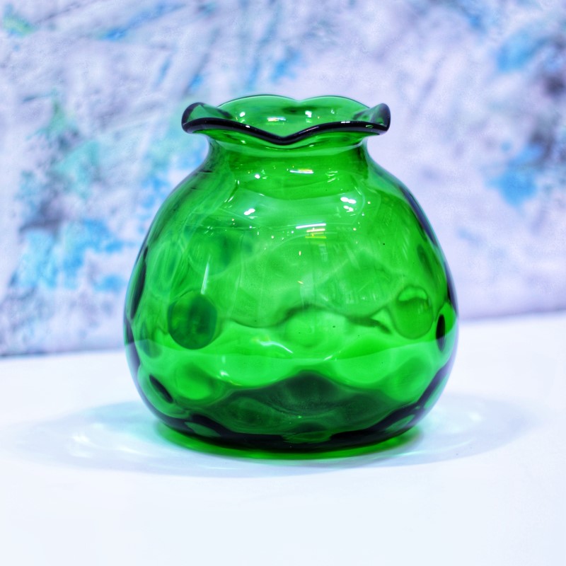 گلدان شیشه ای لب چین تپل سبز (کد 19)