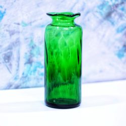 گلدان شیشه ای لب چین دست ساز سبز (کد 26)
