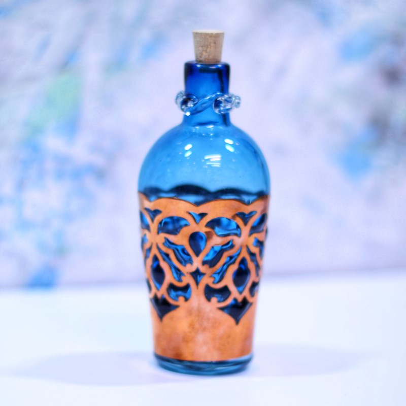 بطری شیشه ای تلفیق با مس آبی (کد 57)