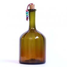 بطری شیشه ای استوانه ای طوقدار موج گردن بلند زیتونی