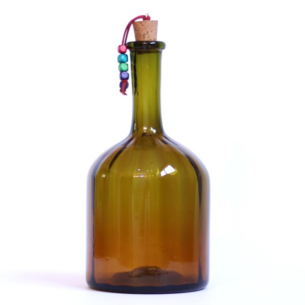 بطری استوانه ای طوقدار موج گردن بلند زیتونی | دکوکاف