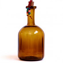 بطری شیشه ای استوانه ای طوقدار موج گردن بلند عسلی
