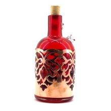 بطری شیشه ای تلفیق با مس کوچک دسته دار قرمز