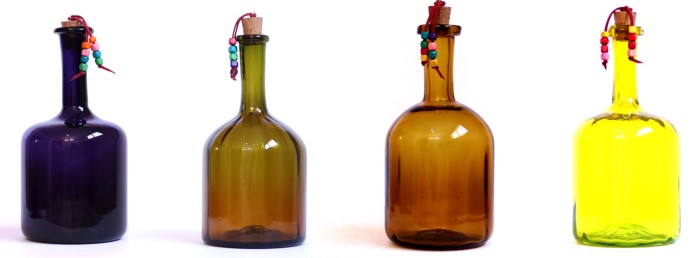 بطری شیشه ای استوانه ای طوقدار موج گردن بلند | دکوکاف | www.decocaf.com