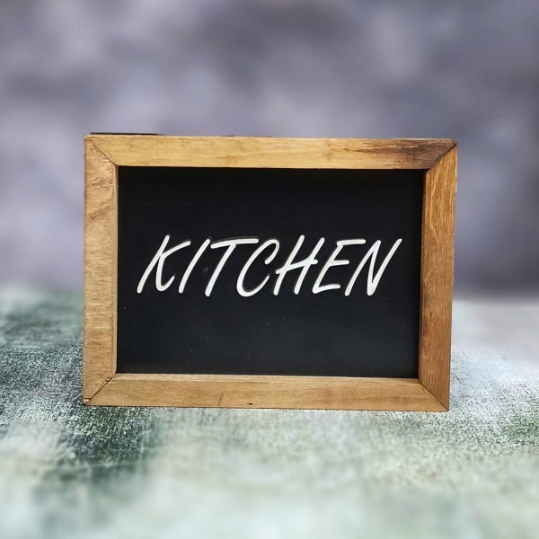 تابلو دکوراتیو چوبی آشپزخانه مدل KITCHEN مشکی | دکوکاف