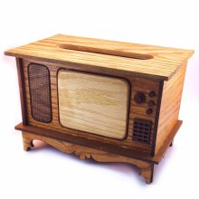 جعبه دستمال کاغذی چوبی دکوری مدل تلویزیون