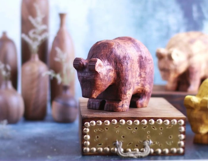 خرید مجسمه چوبی خرس | دکوکاف