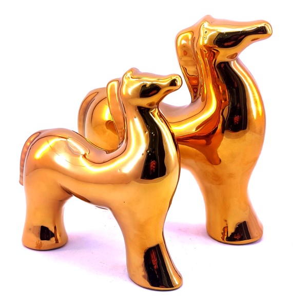 مجسمه سرامیکی اسب دریایی جفت طلایی | دکوکاف