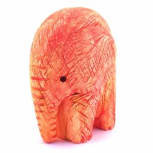 مجسمه چوبی دست ساز فیل صورتی