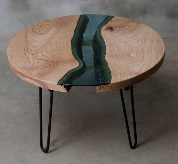 میز عسلی چوب شیشه روستیک | دکوکاف
